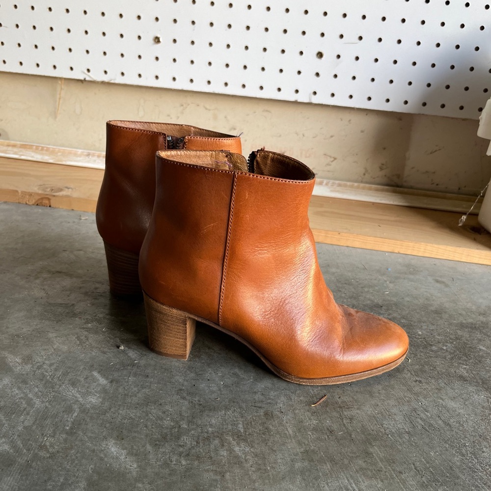 J.crew Brown Leather Ankle Boots - 7